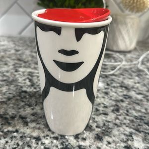 Starbucks Ceramic Tumbler 12 oz. Super graphic Siren.